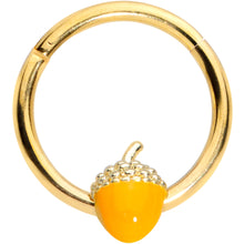 Load image into Gallery viewer, 16G 3/8 Gold Tone Orange Acorn Hinged Segment Ring