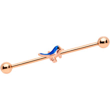 Load image into Gallery viewer, 14G Rose Gold Tone Blue Bird Industrial Barbell 38mm
