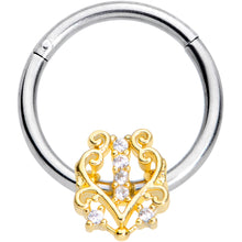 Load image into Gallery viewer, 16G 3/8 Clear CZ Gem Fancy Heart Hinged Segment Ring
