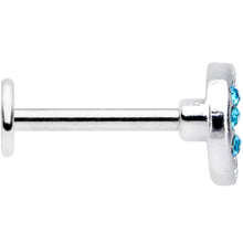 Load image into Gallery viewer, 16G 5/16 Aqua CZ Gem Crescent Moon Heart Labret Monroe Tragus