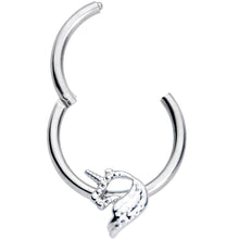 Load image into Gallery viewer, 16G 3/8 Silhouette Unicorn Hinged Segment Ring