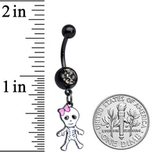 Load image into Gallery viewer, Clear Gem Skeleton Girl Halloween Dangle Belly Ring