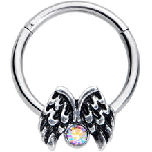 Load image into Gallery viewer, 16G 3/8 Aurora Gem Holiday Angels Wings Hinged Segment Ring