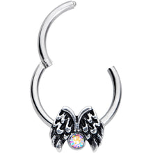 Load image into Gallery viewer, 16G 3/8 Aurora Gem Holiday Angels Wings Hinged Segment Ring
