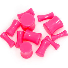 Load image into Gallery viewer, Hot Pink Acrylic Saddle Plug Set 8G to 00G