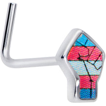 Load image into Gallery viewer, 20G 5/16 Pink White Blue Transgender Pride Fist L-Shaped Nose Ring