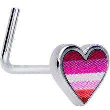 Load image into Gallery viewer, 20G 5/16 Lesbian Pride Heart L Shaped Nose Ring