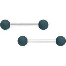 Load image into Gallery viewer, 14G 9/16 Graceful Grey Matte Barbell Nipple Ring Set