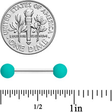 Load image into Gallery viewer, 14G 9/16 Thoroughly Teal Matte Barbell Nipple Ring Set