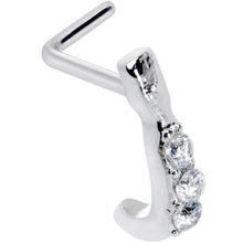 Load image into Gallery viewer, 20G 5/16 Clear CZ Gem Trio Graceful Faux Hoop L Shaped Nose Ring