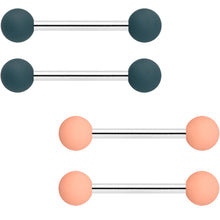 Load image into Gallery viewer, 14G 9/16 Peach Grey Matte Barbell Nipple Ring Set of 4