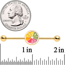 Load image into Gallery viewer, 14G Gold Tone Rainbow Grapefruit Industrial Barbell 38mm