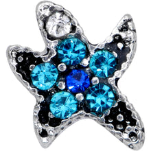 Load image into Gallery viewer, 16G 1/4 Aqua Blue Gem Starfish Cartilage Tragus Earring