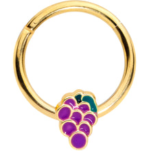 Load image into Gallery viewer, 16G 3/8 Gold Tone Sweet Purple Grapes Hinged Segment Ring
