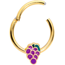 Load image into Gallery viewer, 16G 3/8 Gold Tone Sweet Purple Grapes Hinged Segment Ring