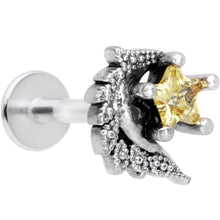 Load image into Gallery viewer, 16G 5/16 Yellow Gem Shooting Star Labret Monroe Tragus