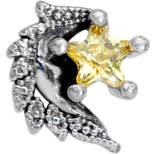 Load image into Gallery viewer, 16G 5/16 Yellow Gem Shooting Star Labret Monroe Tragus