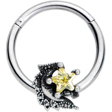 Load image into Gallery viewer, 16G 3/8 Yellow Gem Shooting Star Hinged Segment Ring