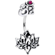 Load image into Gallery viewer, Red Gem Yoga Om Lotus Flower Double Mount Belly Ring