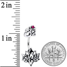 Load image into Gallery viewer, Red Gem Yoga Om Lotus Flower Double Mount Belly Ring