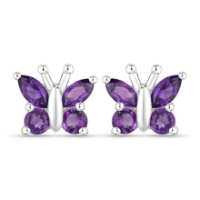Load image into Gallery viewer, 1.00 Carat Genuine Amethyst .925 Sterling Silver Earrings
