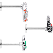 Load image into Gallery viewer, 16G 5/16 Red Gem Candy Christmas Labret Monroe Tragus Set of 3