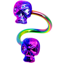 Load image into Gallery viewer, Rainbow Plated Scary Skull Spiral Twister Belly Ring