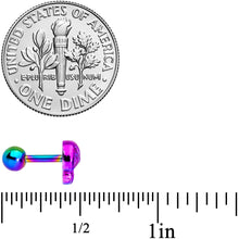 Load image into Gallery viewer, 16G 1/4 Rainbow Plated Scary Skull Cartilage Tragus Earring