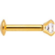 Load image into Gallery viewer, 16G 1/4 CZ Gem Gold PVD 3mm Threadless Push In Labret Tragus