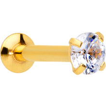 Load image into Gallery viewer, 16G 5/16 CZ Gem Gold PVD 3mm Threadless Push In Labret Tragus
