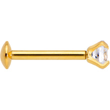Load image into Gallery viewer, 18G 5/16 CZ Gem Gold PVD 3mm Threadless Push In Labret Tragus
