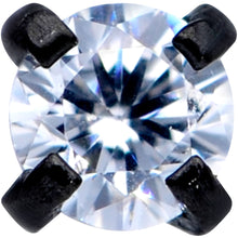 Load image into Gallery viewer, 20G 1/4 CZ Gem Black 2mm Threadless Push In Labret Tragus