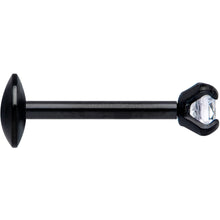 Load image into Gallery viewer, 20G 1/4 CZ Gem Black 2mm Threadless Push In Labret Tragus