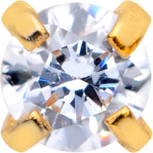 Load image into Gallery viewer, 20G 1/4 CZ Gem Gold PVD 2mm Threadless Push In Labret Tragus