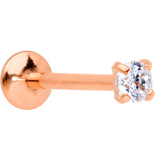 Load image into Gallery viewer, 20G 5/16 CZ Rose Gold PVD 2mm Threadless Push In Labret Tragus