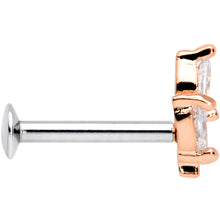 Load image into Gallery viewer, 16G 5/16 CZ Rose Gold PVD Leaf Threadless Push In Labret Tragus