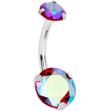 Load image into Gallery viewer, Red CZ Gem Duo Internally Threaded Belly Ring