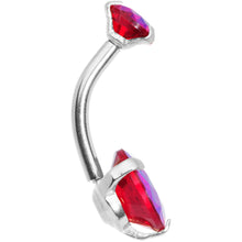 Load image into Gallery viewer, Red CZ Gem Duo Internally Threaded Belly Ring