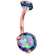 Load image into Gallery viewer, Vitrail CZ Gem Rose Gold Tone Duo Internally Threaded Belly Ring