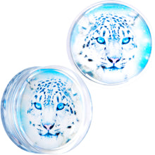 Load image into Gallery viewer, Clear Blue Acrylic Animal Cheetah Saddle Plug Set 2G to 1 Inch