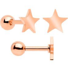 Load image into Gallery viewer, 18G Clear CZ Gem Rose Gold Tone Heart Cartilage Tragus Set of 8