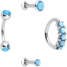 Load image into Gallery viewer, 16G Blue Orb Septum Labret Cartilage Tragus Set of 4