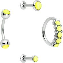 Load image into Gallery viewer, 16G Green Orb Septum Labret Cartilage Tragus Set of 4