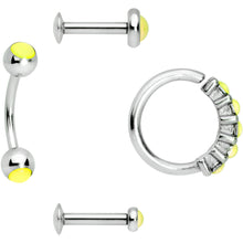 Load image into Gallery viewer, 16G Green Orb Septum Labret Cartilage Tragus Set of 4