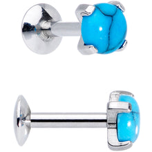 Load image into Gallery viewer, Aqua CZ Gem Faux Turquoise Labret Stud Cartilage Industrial Set of 3