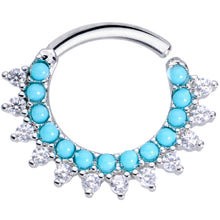 Load image into Gallery viewer, Aqua CZ Gem Faux Turquoise Labret Stud Cartilage Industrial Set of 3