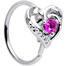 Load image into Gallery viewer, 20G 5/16 Pink Gem Swirling Heart Valentine Nose Hoop
