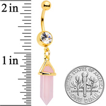 Load image into Gallery viewer, Clear Gem Gold Tone Pink Gem Dangle Belly Ring