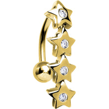 Load image into Gallery viewer, 16G Solid 14K Yellow Gold TOP MOUNT Cubic Zirconia STAR DROP Belly Ring