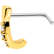 Load image into Gallery viewer, 20G Clear CZ Gem Gold Tone Trio Faux Hoop L Shaped Nose Ring